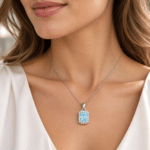 Aquamarine halo pendant Dubai
