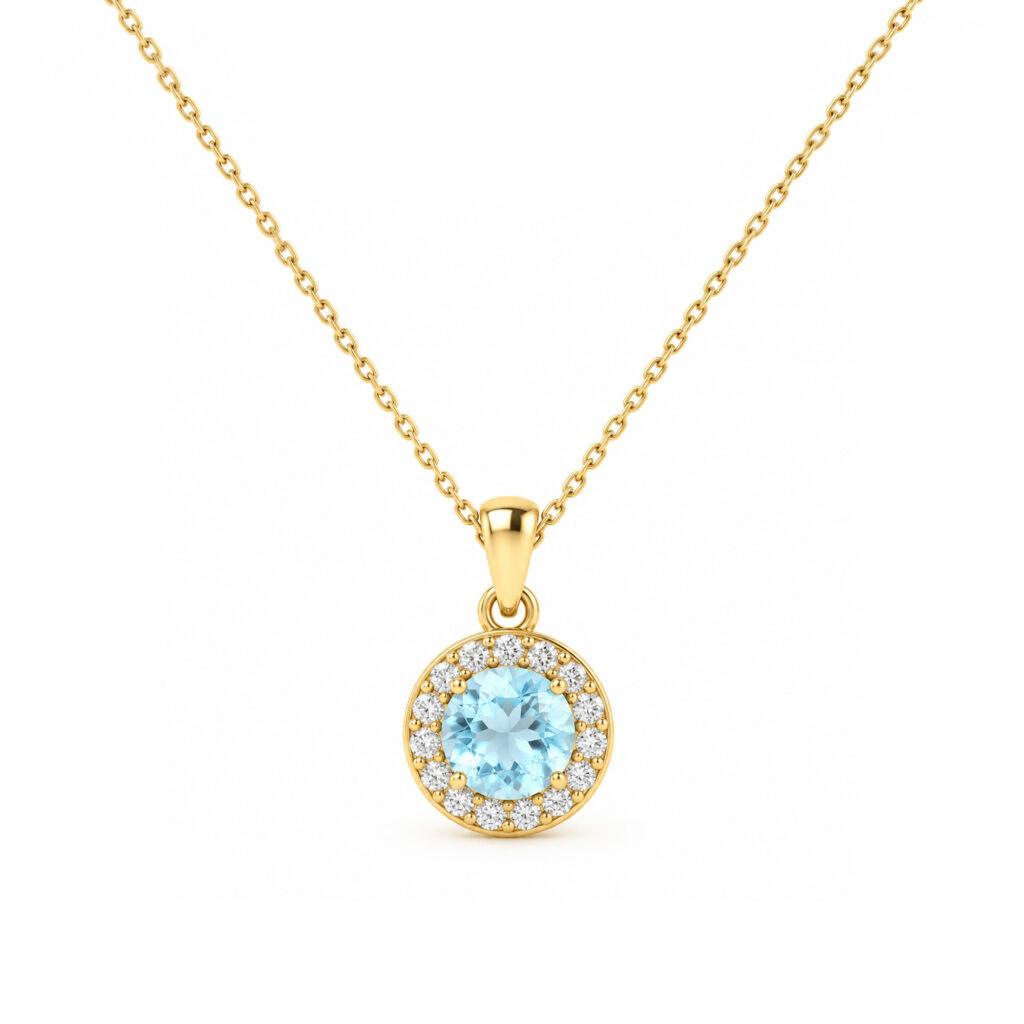 Diana Round Aquamarine Pendant
