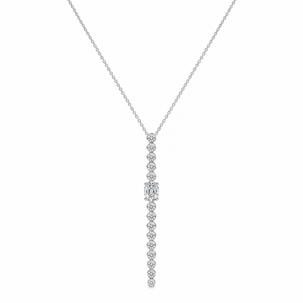 Vertical drop bezel-set diamond Necklace