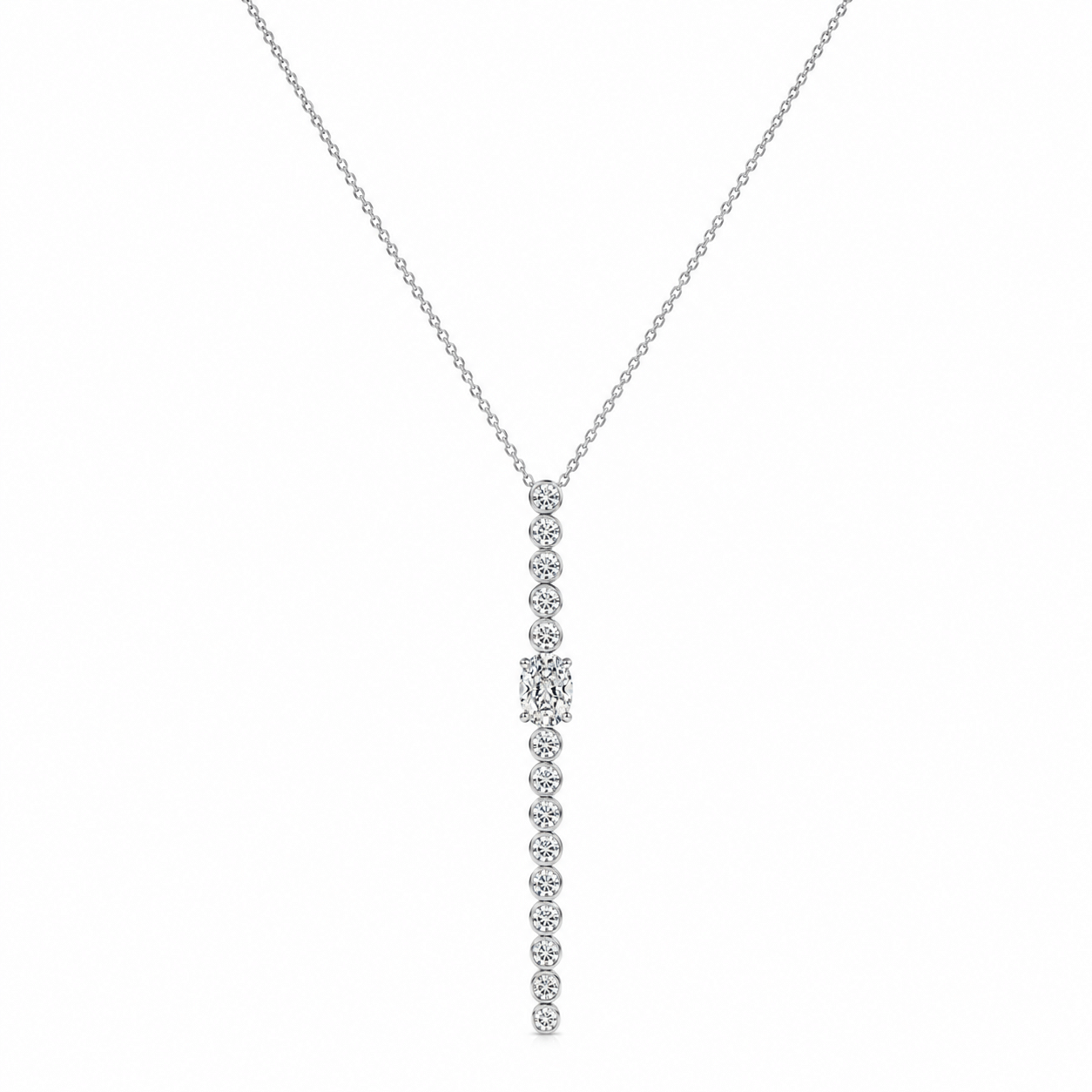 Vertical drop bezel-set diamond Necklace Vertical drop bezel-set diamond Necklace